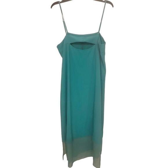 DKNY NWT Jadeite Square Neck Multi Layer Cut Out Back Sheer Bottom Cami Dress L - Picture 6 of 14